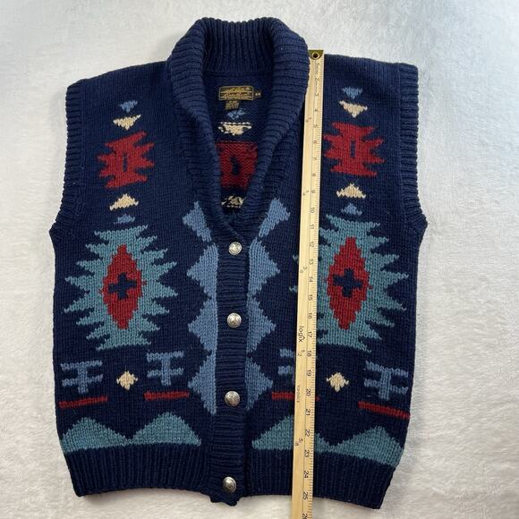 Vtg Eddie Bauer Sz M Navajo Native American Sweater Vest Buffalo Nickel Wool - Picture 7 of 9